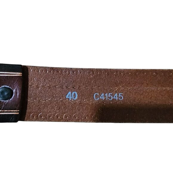 Tony Lama Men Leather Tooled Belt Sz 40 Western Equestrian Cowboy Floral Studded - Picture 6 of 9